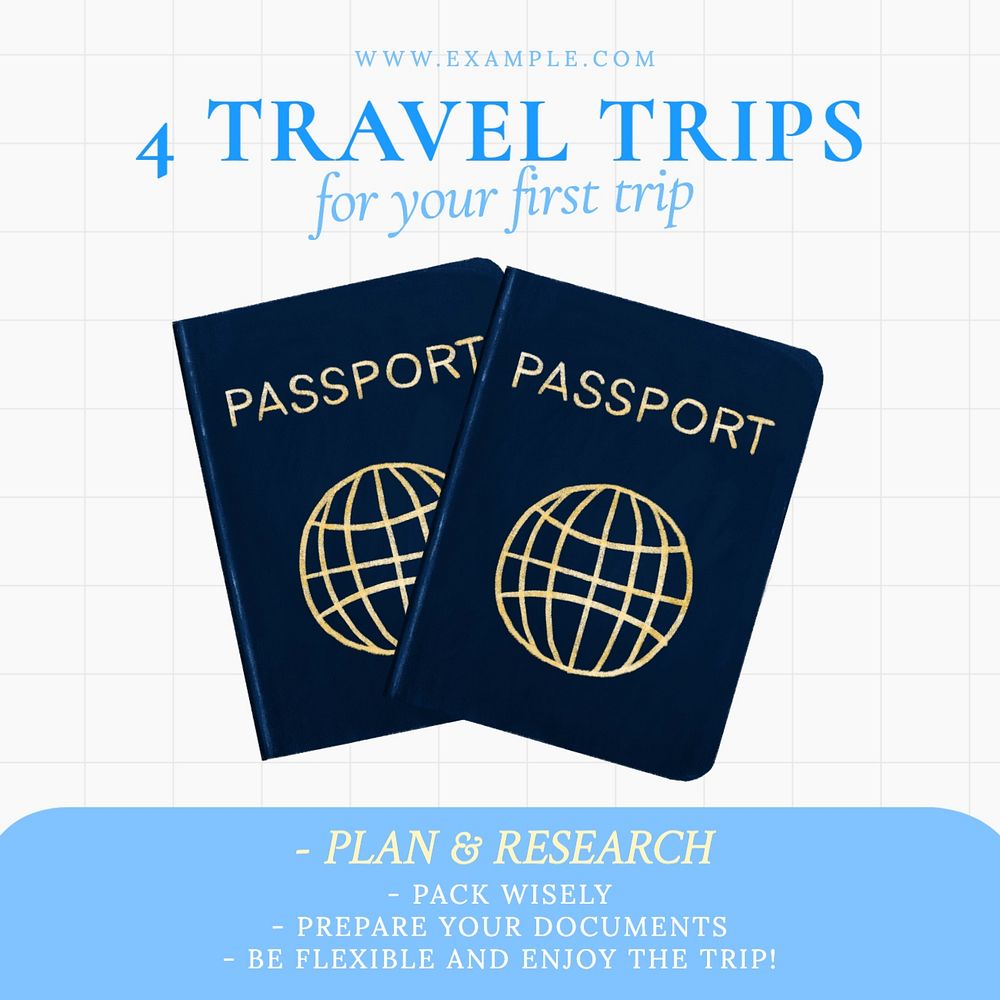 Travel tips Facebook post template, editable design