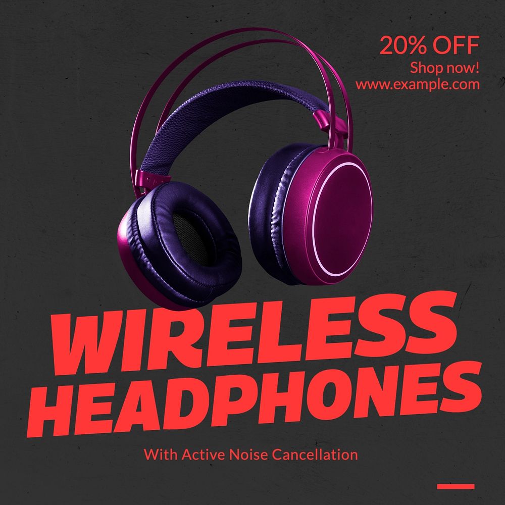 Wireless headphone Facebook post template, editable design