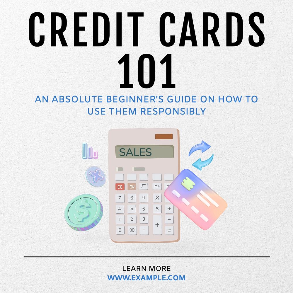 Credit card guide Instagram post template, editable design