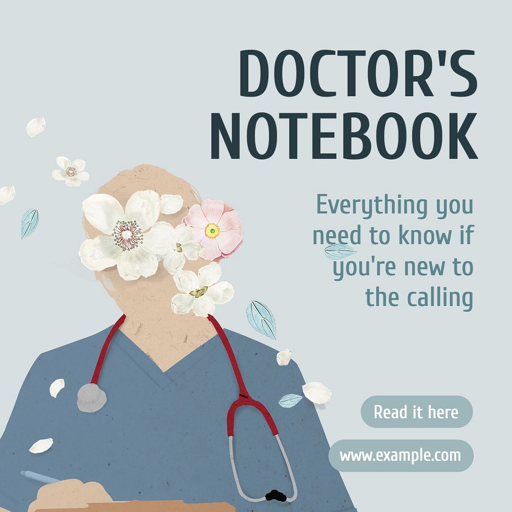 Doctor's notebook Facebook post template, editable design