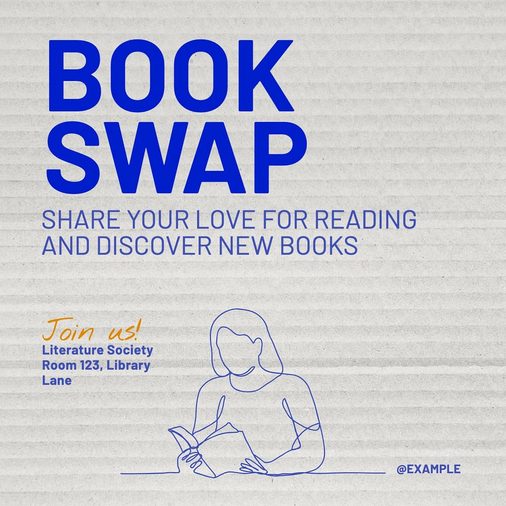 Book swap Instagram post template, editable text