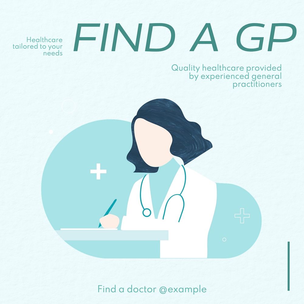 Find a gp Facebook post template, editable design