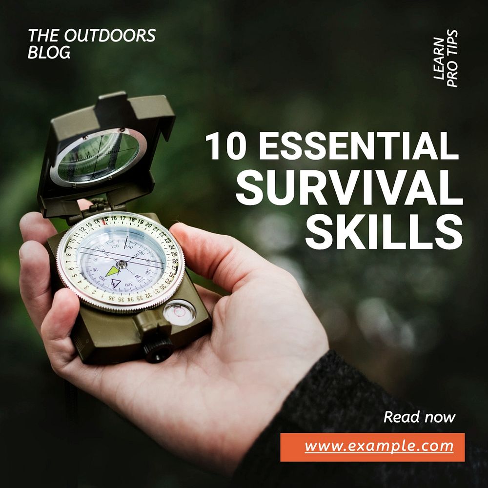 Survival skills Facebook post template, editable design