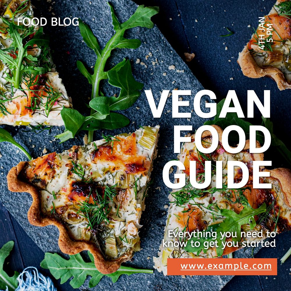 Vegan food Facebook post template, editable design