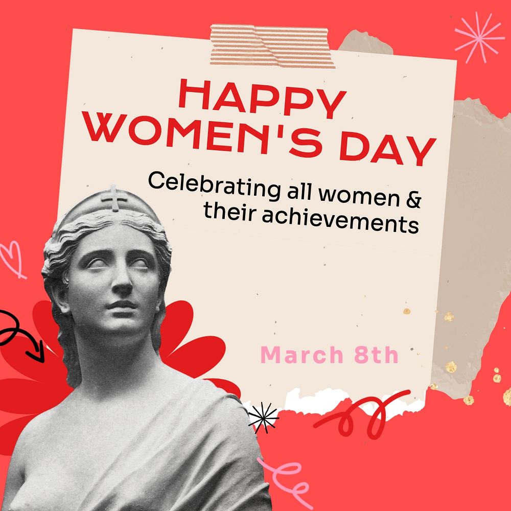 Women's day Instagram post template, editable text