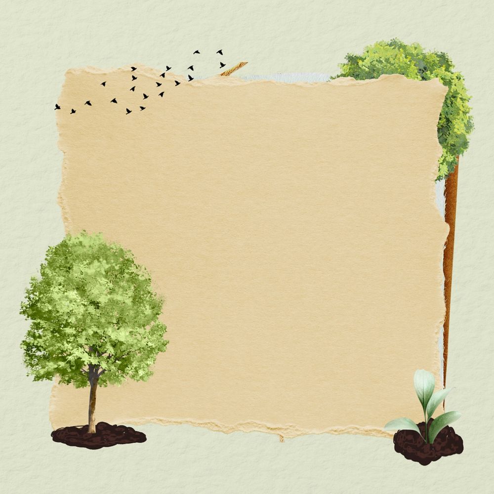 Trees environment, note paper remix, editable design