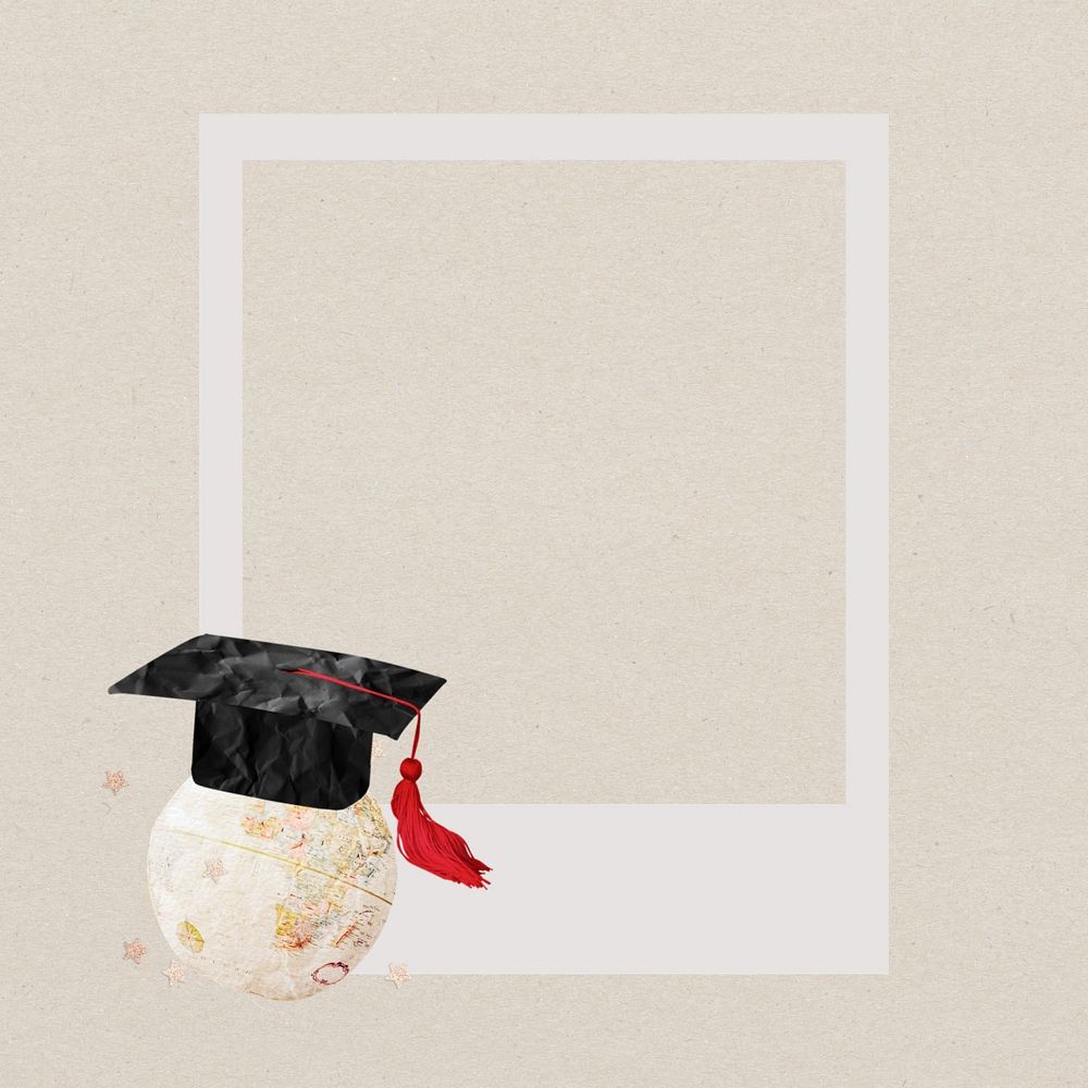 Graduate globe instant film frame, creative remix, editable design