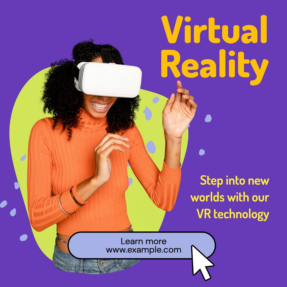 Virtual reality Instagram post template, editable text