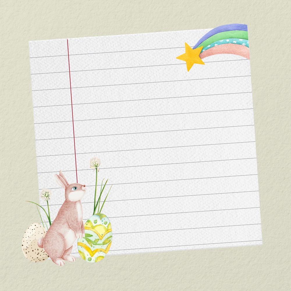 Easter bunny, note paper remix, editable design