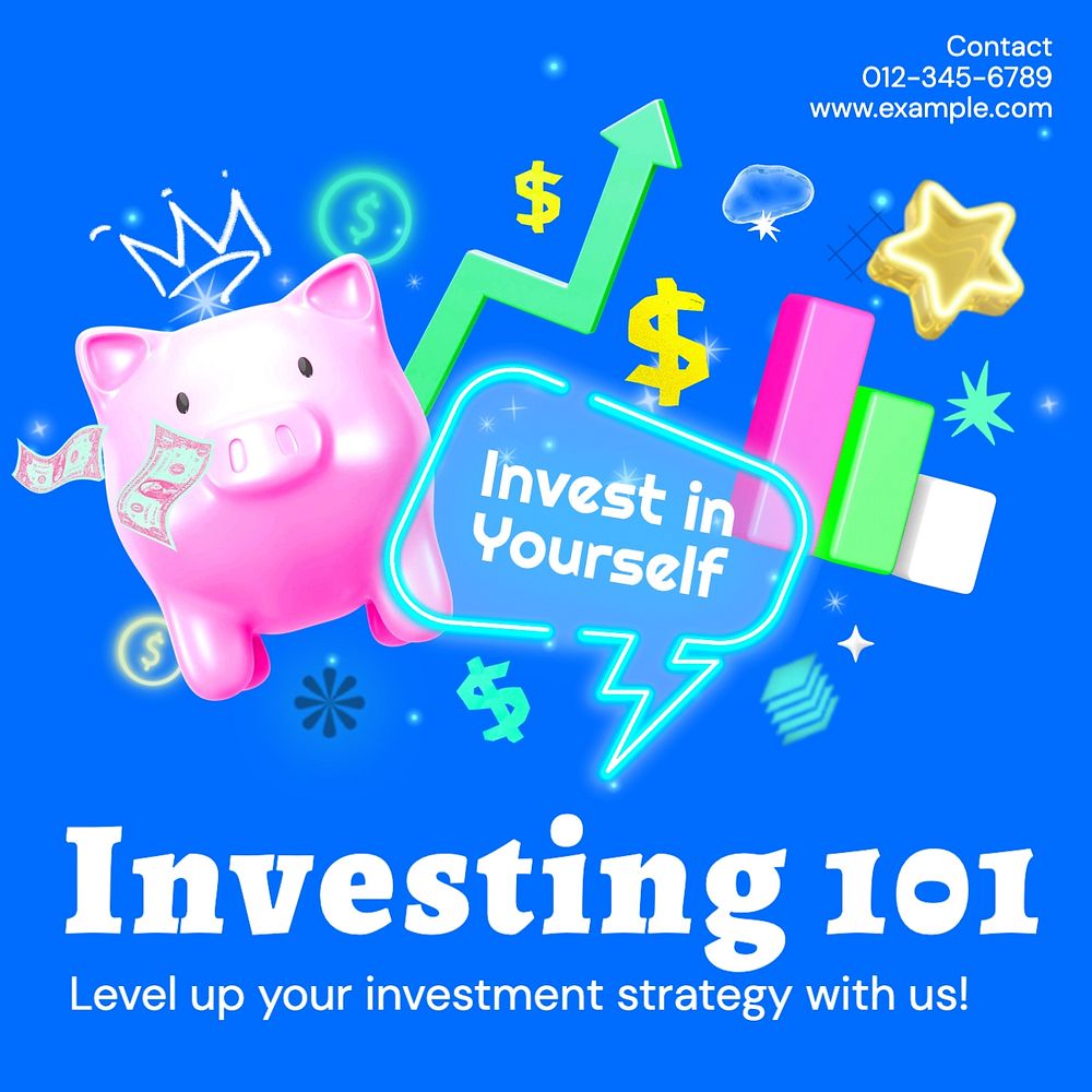 Investing 101 Instagram post template, editable design