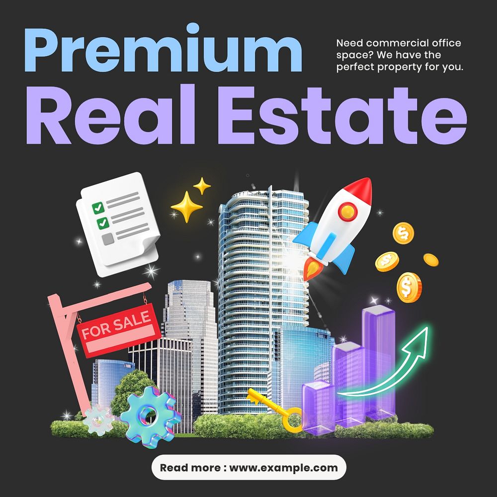 Premium real estate post template, editable design