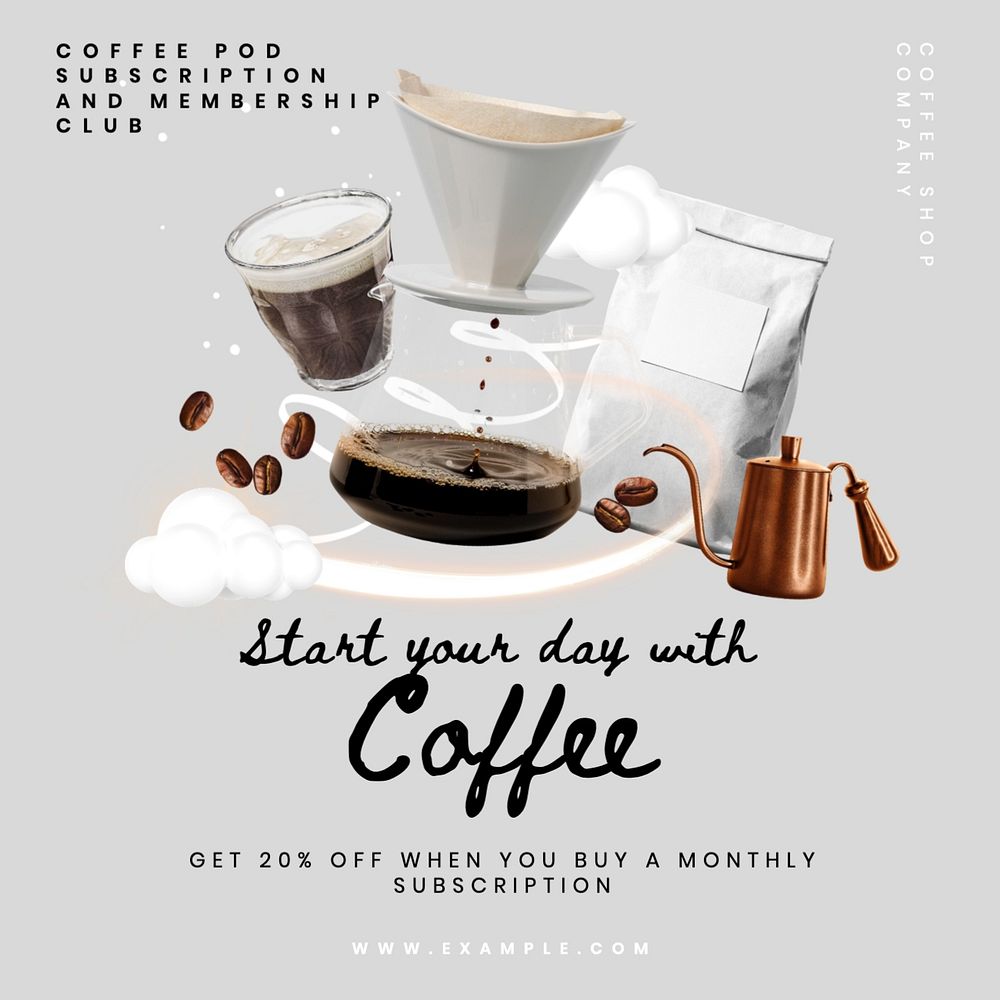 Coffee subscription Instagram post template, editable text