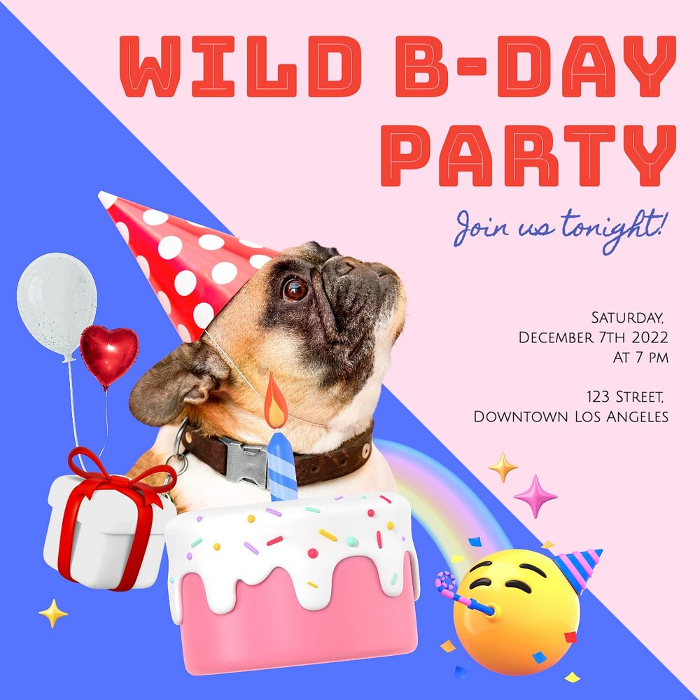 Birthday Instagram post template, editable text