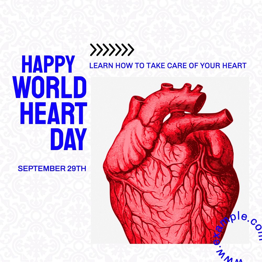 World heart day Facebook post template, editable social media ad