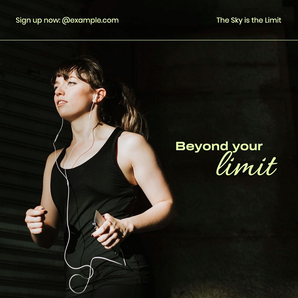 Beyond your limit Instagram post template, editable text