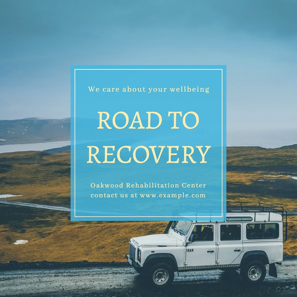 Road to recovery Instagram post template, editable text