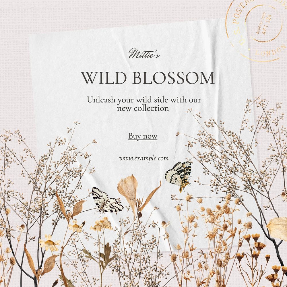 Wild blossom Facebook post template, editable design