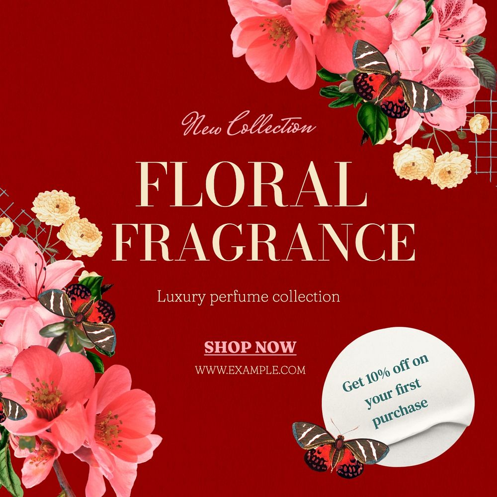 Floral fragrance Facebook post template, editable design