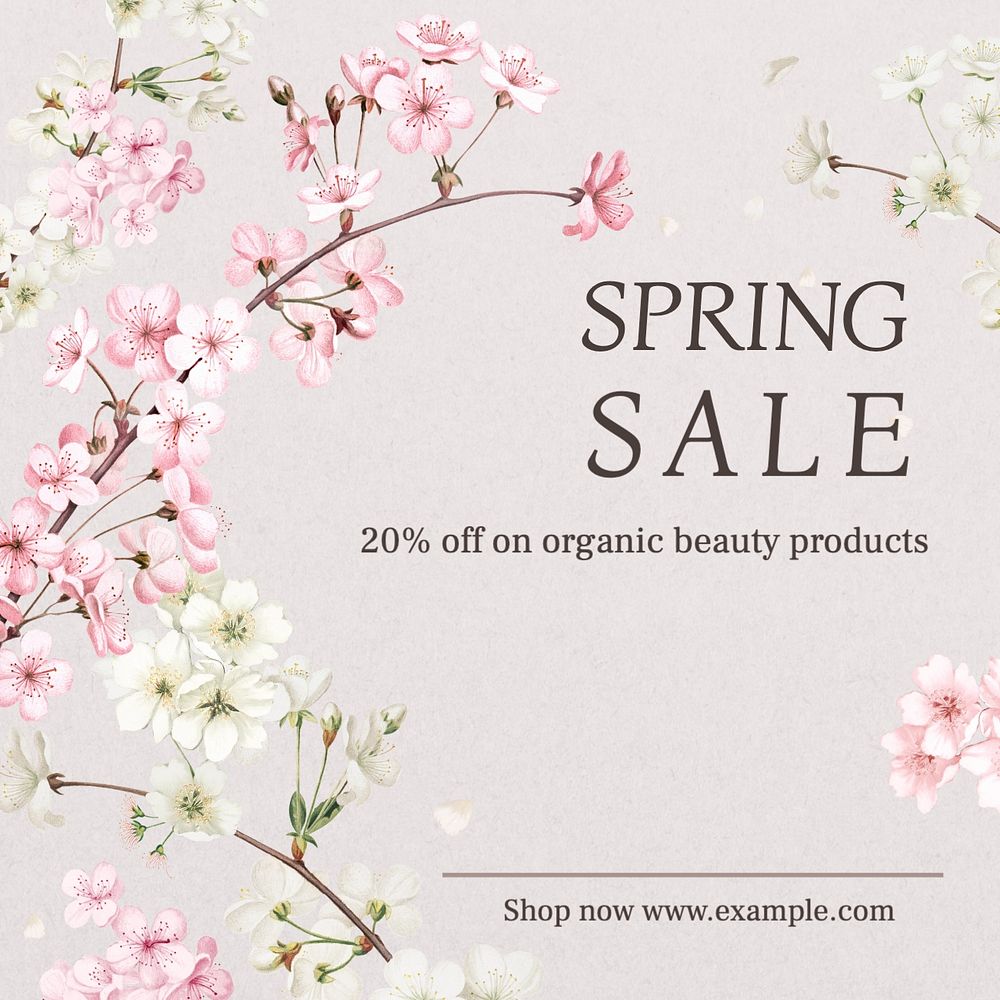 Spring sale Facebook post template, editable design