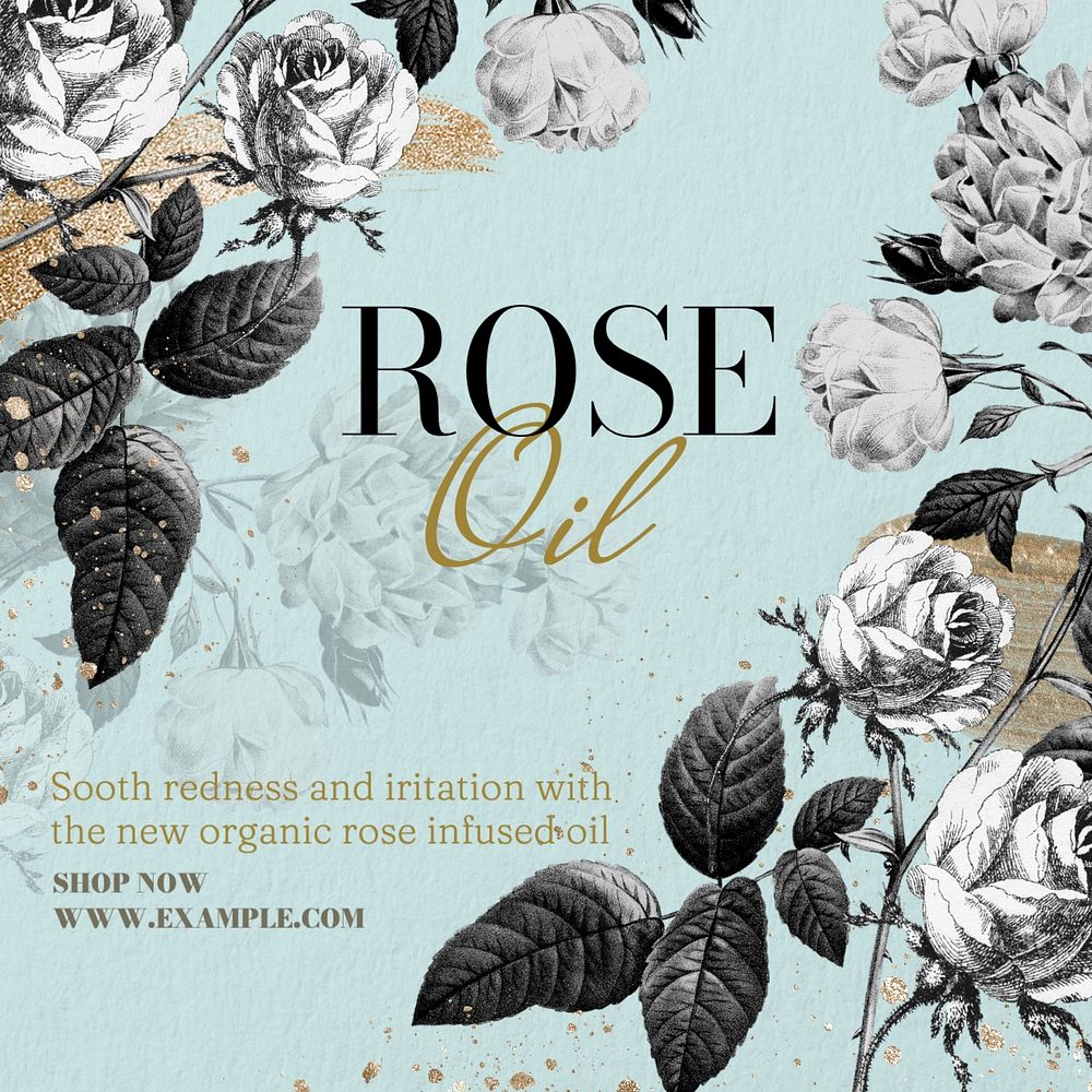 Vintage rose Facebook post template, editable design