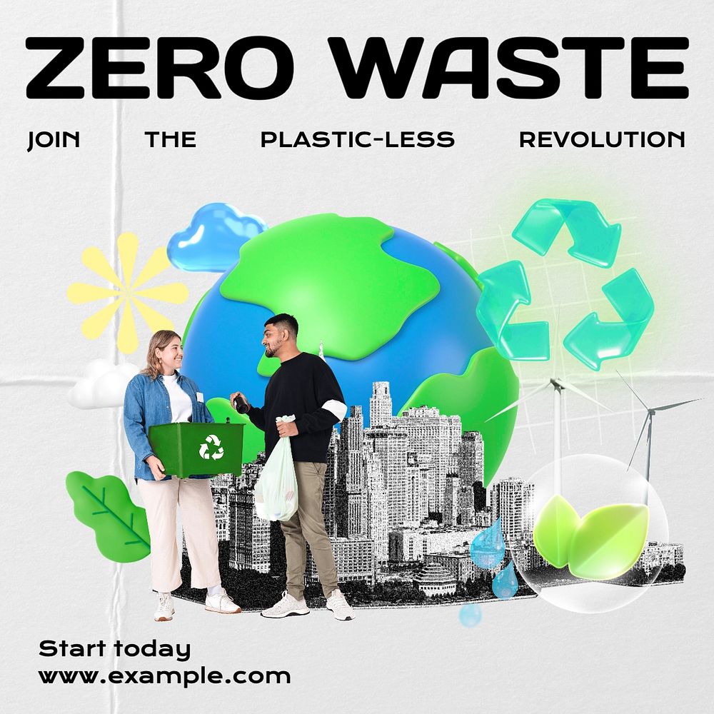 Zero waste living environment template, editable design