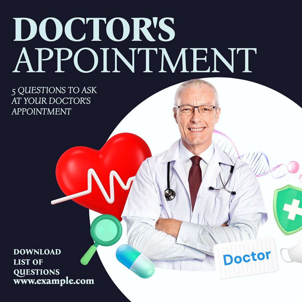 Doctor's appointment Facebook post template, editable design