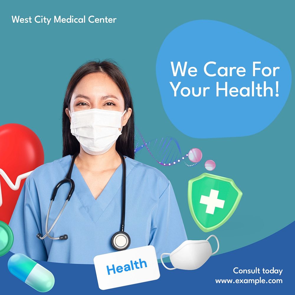 Healthcare services Facebook post template, editable design