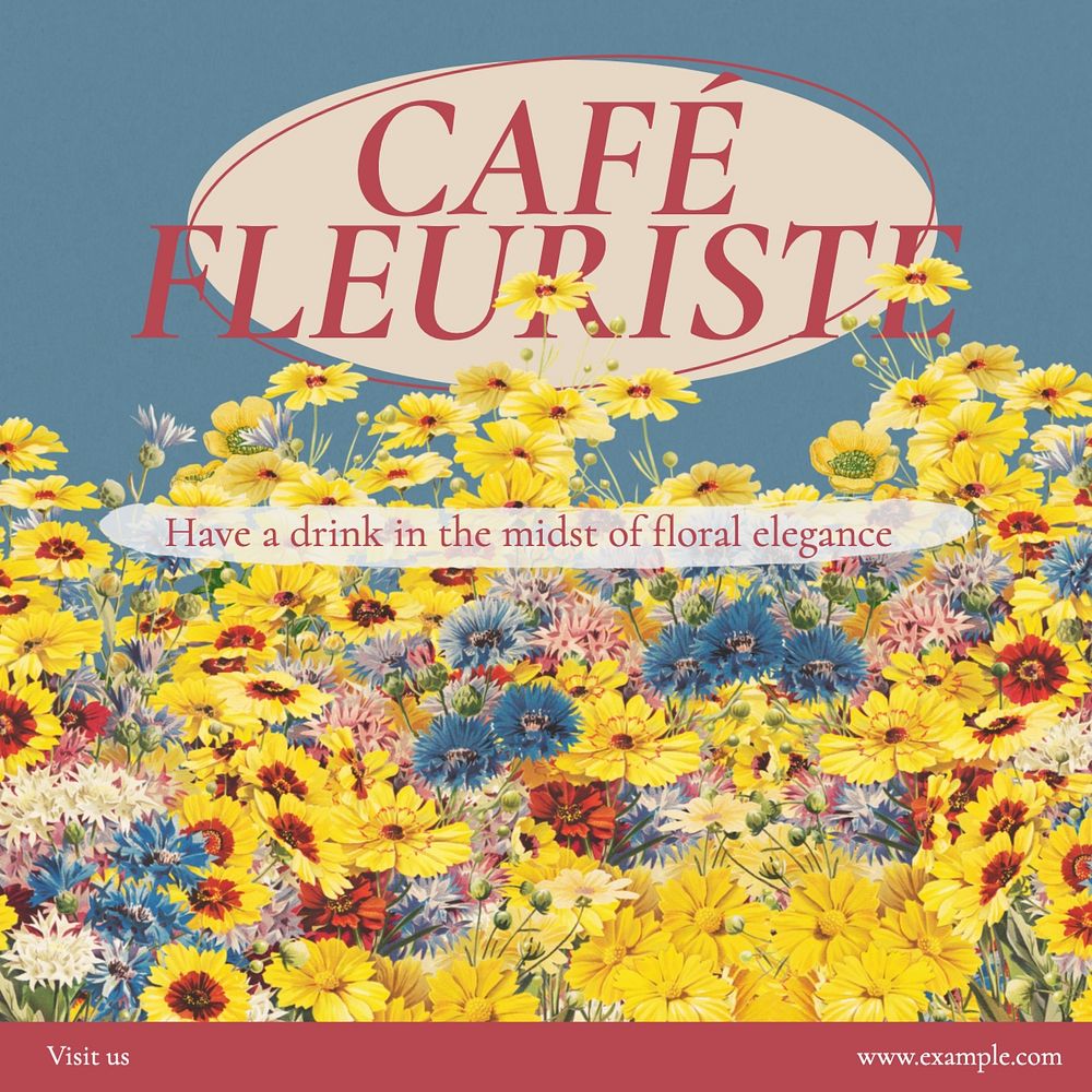 Floral cafe Facebook post template, editable design