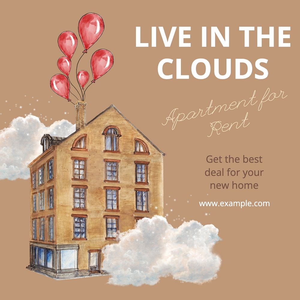 Live in the clouds Facebook post template, editable design