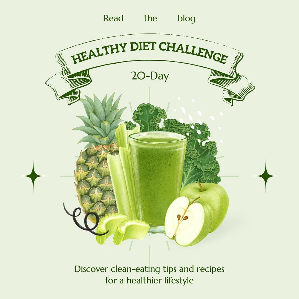 Healthy diet Instagram post template, editable text