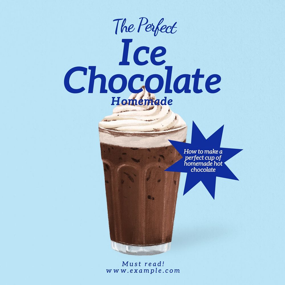 Hot chocolate Instagram post template, editable text