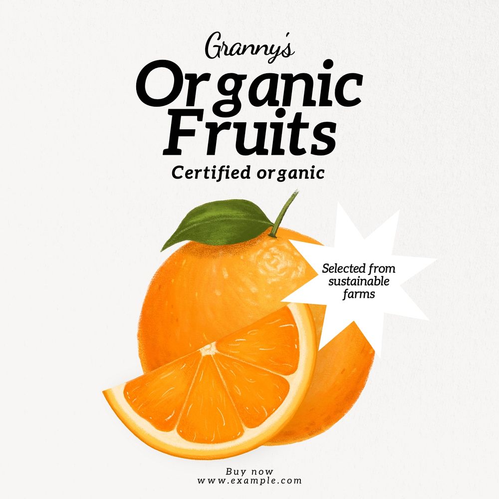 Organic fruits Instagram post template, editable text