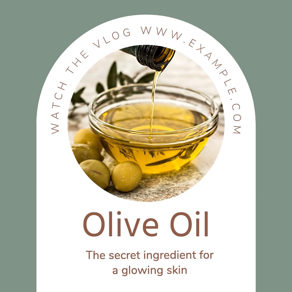 Olive oil Instagram post template, editable text