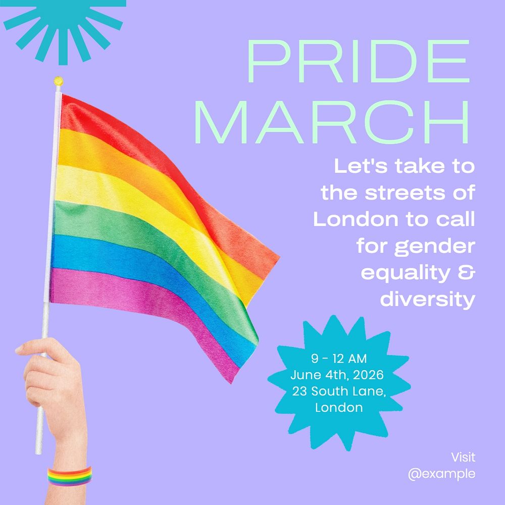 Pride march Facebook post template, editable design