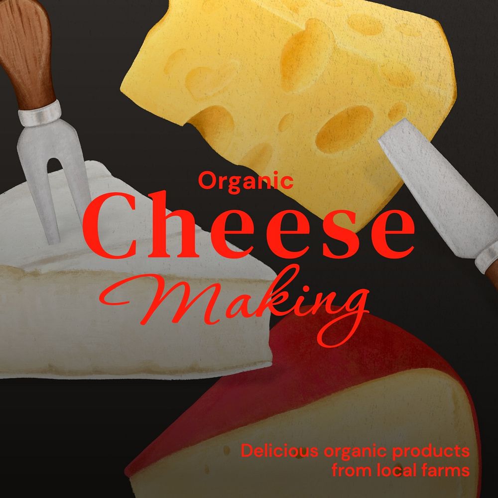 Cheese making Instagram post template, editable text