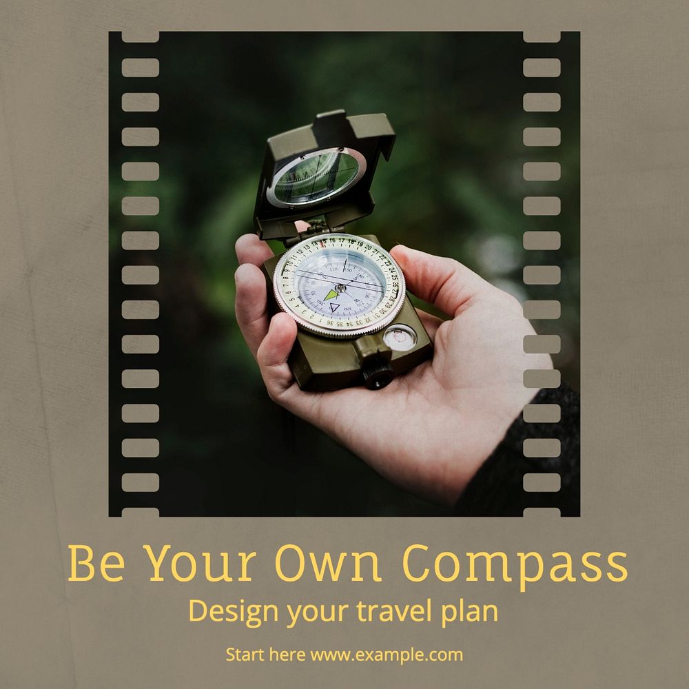 Travel plan Instagram post template, editable text