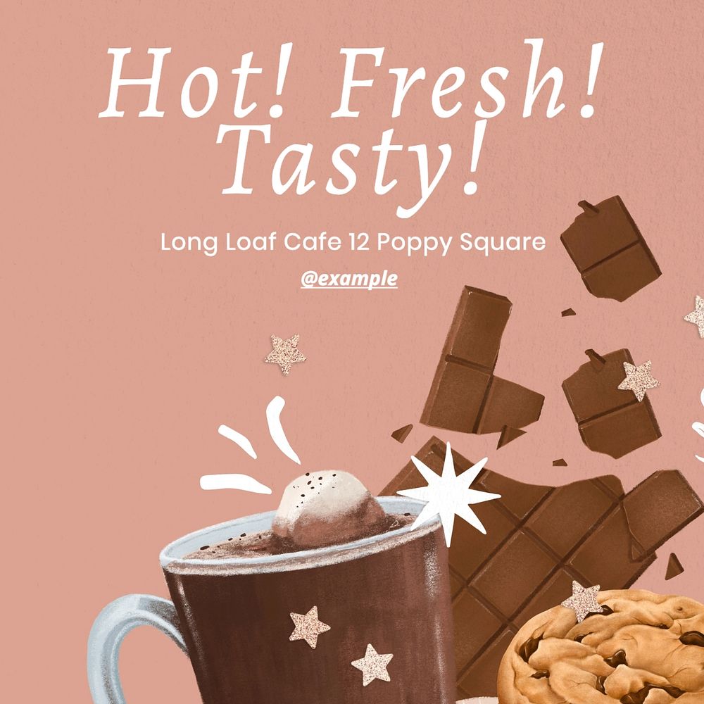 Cafe ad Instagram post template, editable text