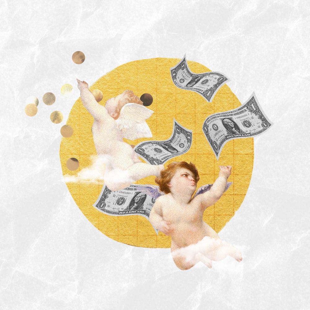 Vintage cherubs money investment collage remix editable design