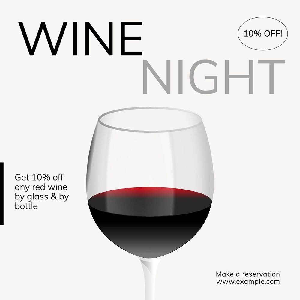 Wine night Facebook post template, editable design