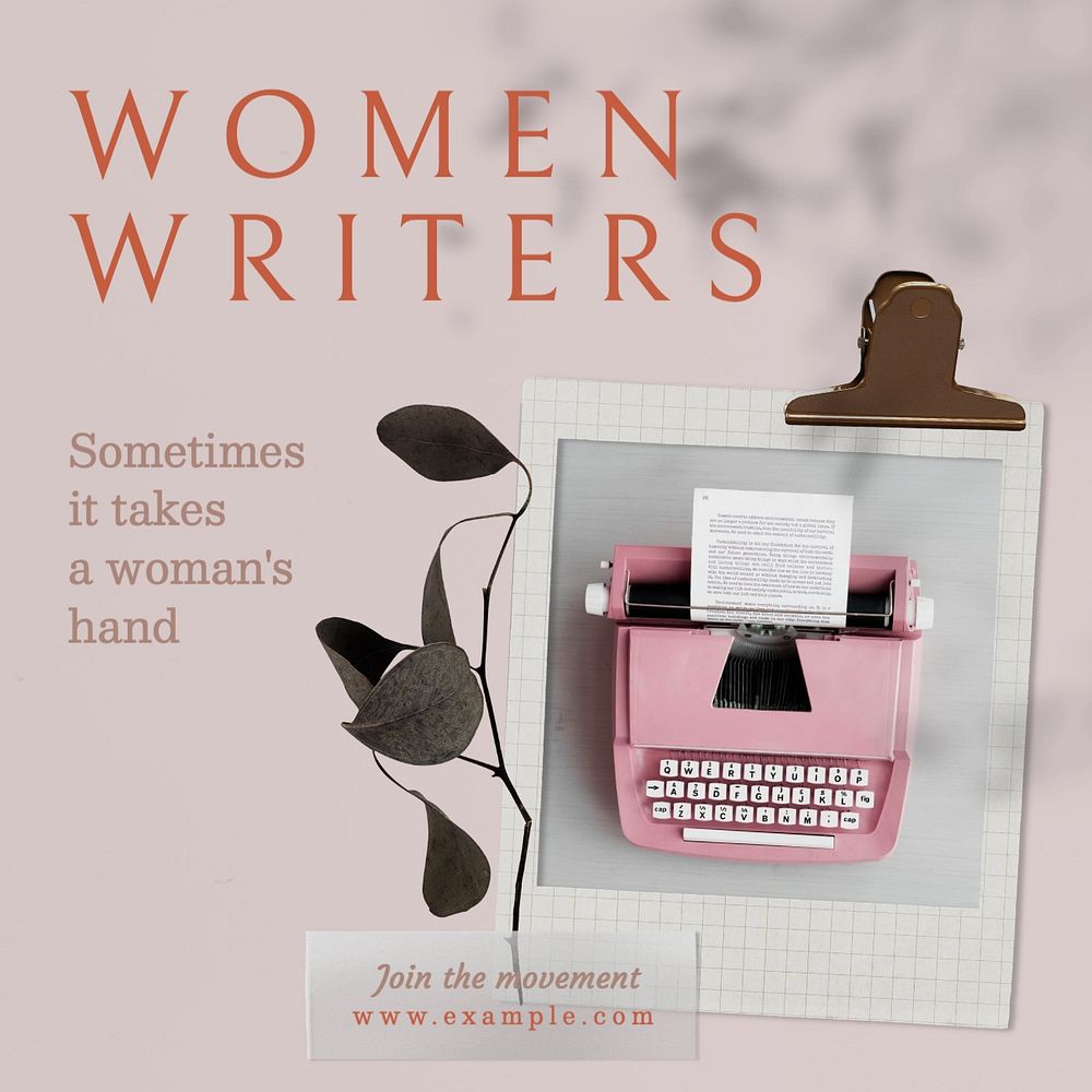 Women writers Instagram post template, editable text