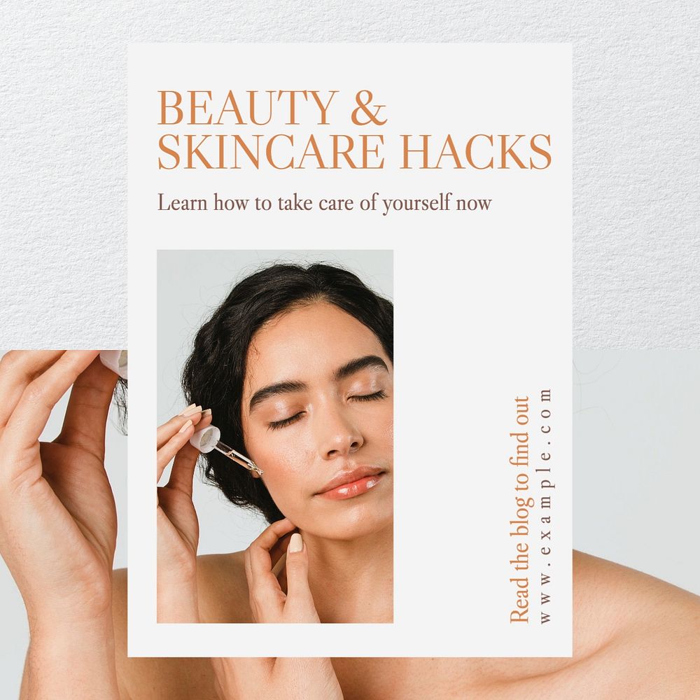 Beauty & skincare hacks Facebook post template, editable design