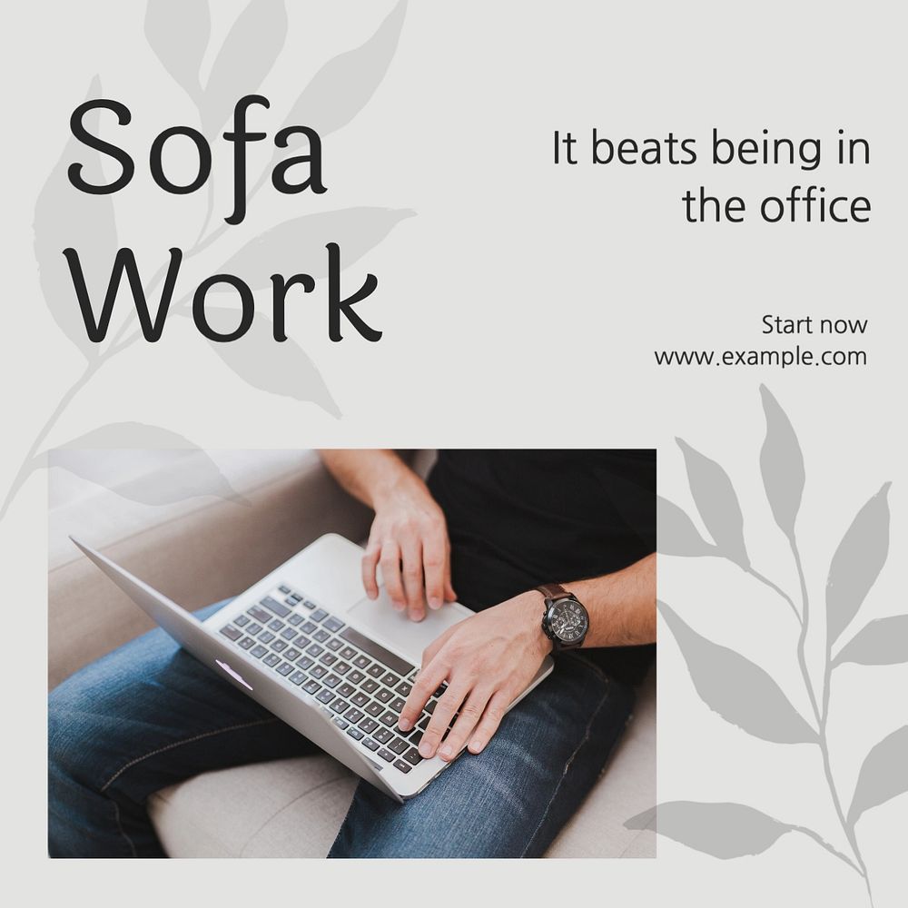 Sofa work Facebook post template, editable design