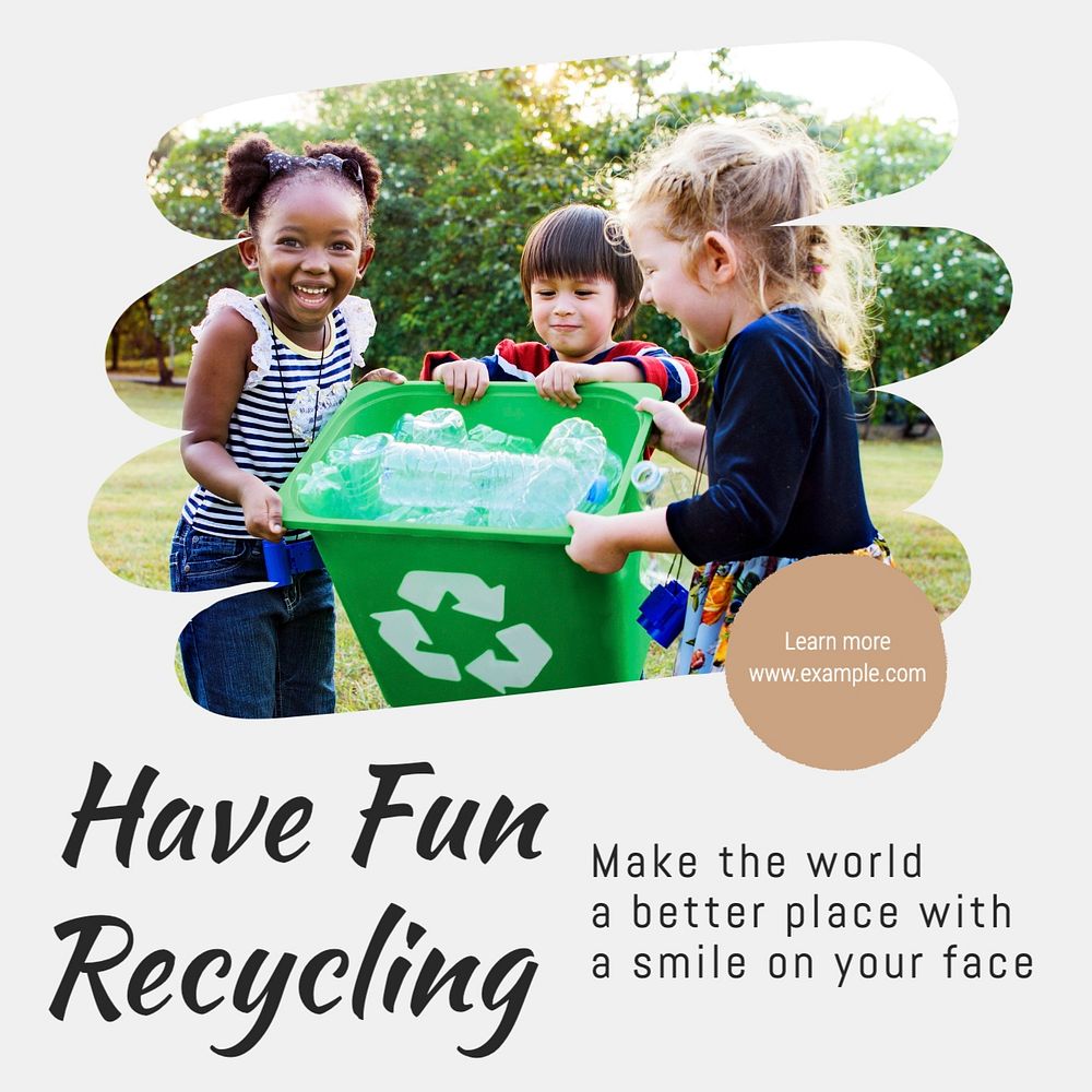 Fun recycling Facebook post template, editable design