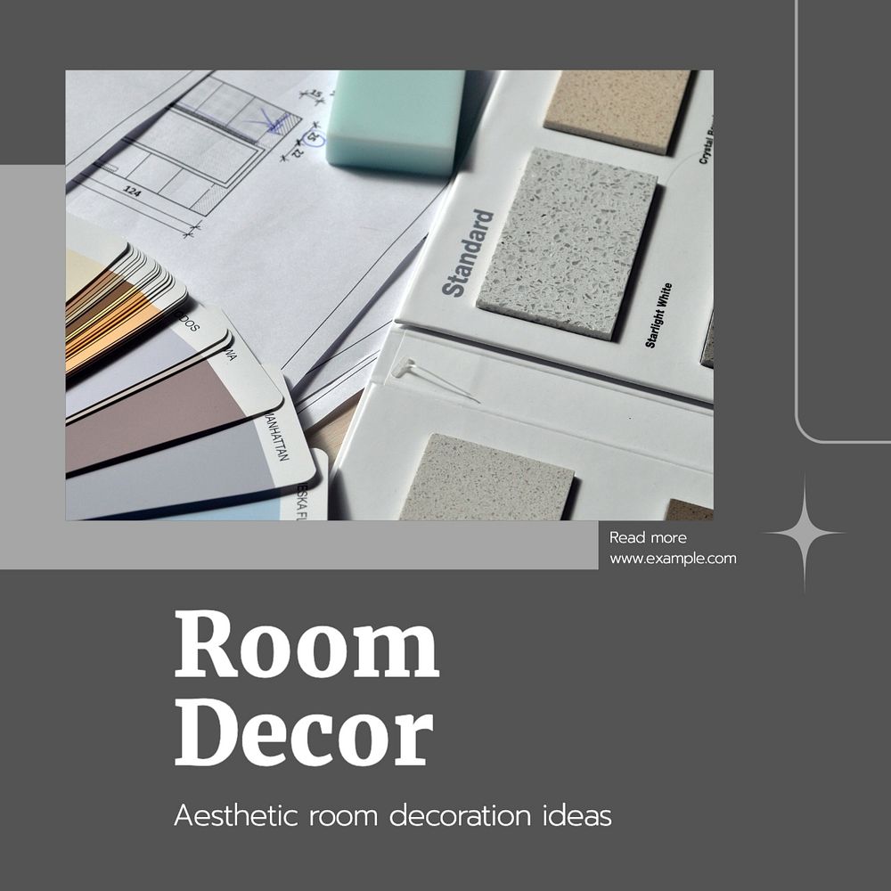 Room decor ideas Facebook post template, editable design