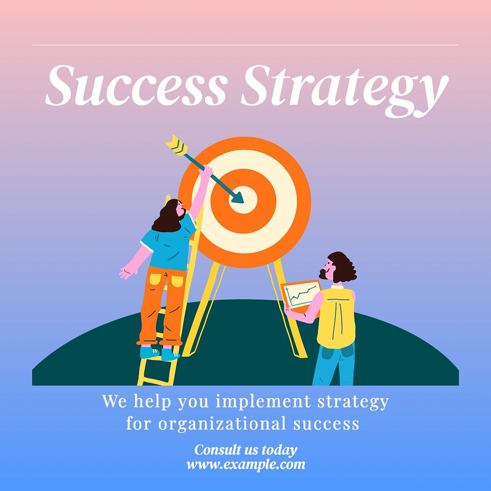 Success strategy Facebook post template, editable design