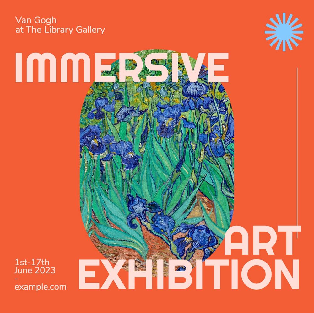 Van Gogh exhibition Instagram post template, editable design