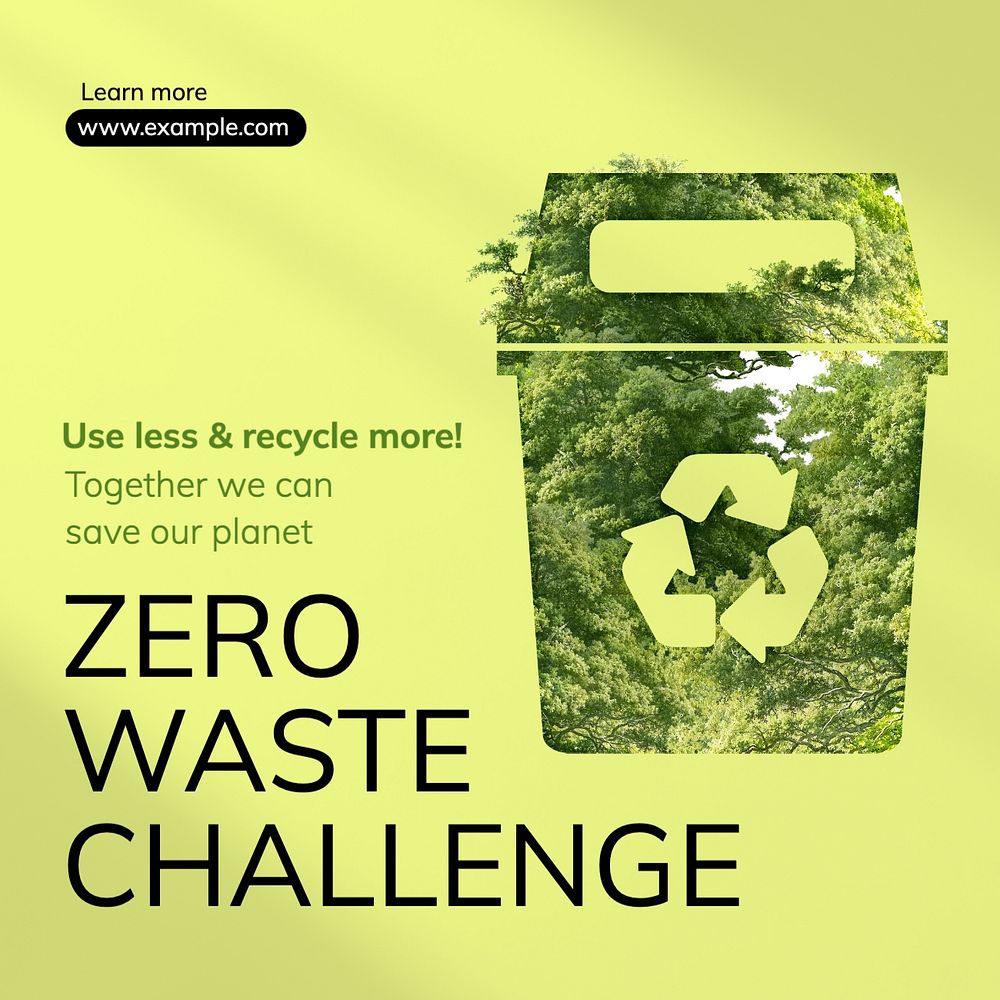 Zero waste challenge Facebook post template, editable design