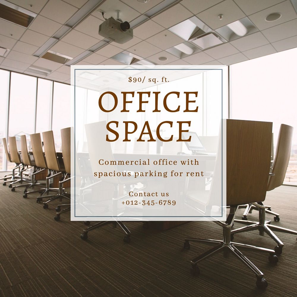 Office space Instagram post template, editable social media design