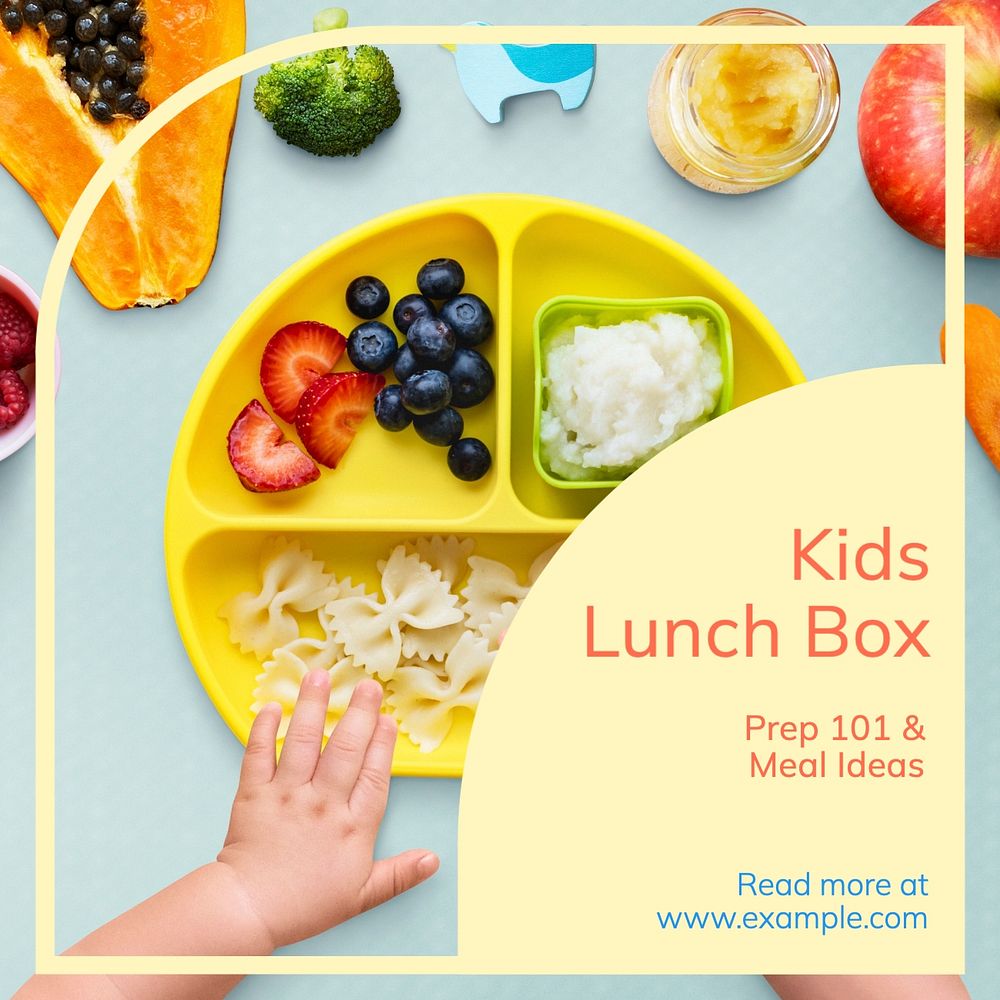 kid Lunch box Instagram post template, editable text