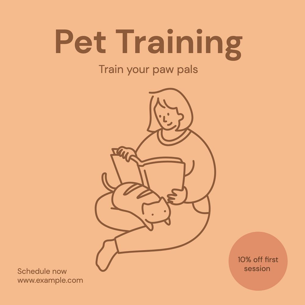 Pet training Instagram post template, editable text